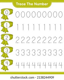 Trace the number. Tracing number with Scarf. Educational children game, printable worksheet, vector illustration