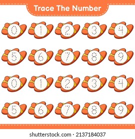 Trace the number. Tracing number with Slippers. Educational children game, printable worksheet, vector illustration