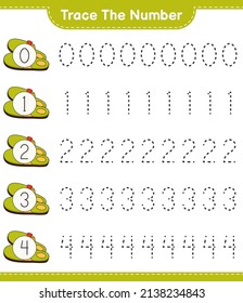 Trace the number. Tracing number with Slippers. Educational children game, printable worksheet, vector illustration