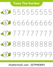 Trace the number. Tracing number with Soccer Shoes. Educational children game, printable worksheet, vector illustration