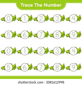 Trace the number. Tracing number with Soccer Shoes. Educational children game, printable worksheet, vector illustration