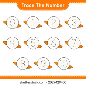 Trace the number. Tracing number with Summer Hat. Educational children game, printable worksheet, vector illustration