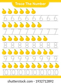 Trace the number. Tracing number with Ugli. Educational children game, printable worksheet, vector illustration