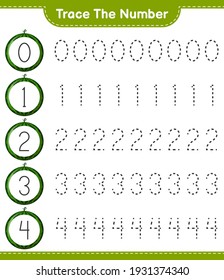 Trace the number. Tracing number with Watermelon. Educational children game, printable worksheet, vector illustration