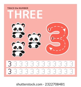 Trace number two. Learning to count and write.