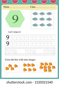 trace the number worksheet for kid