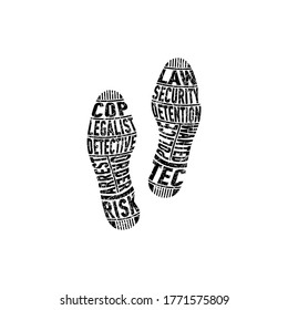 Trace of the policeman. A unique imprint of a person’s shoes that determines his work. Vector illustration.