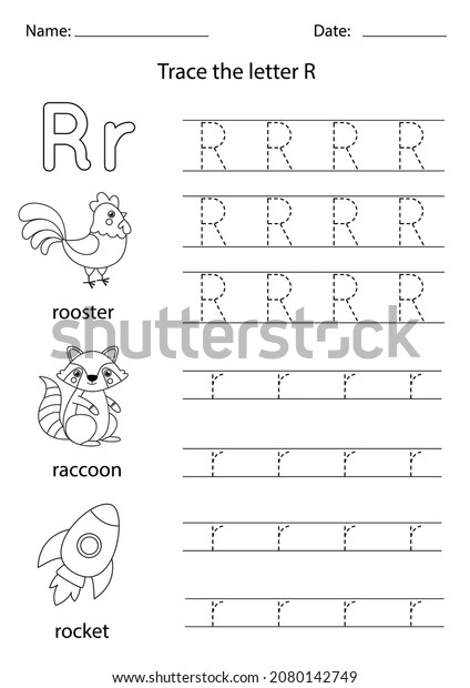 Trace Uppercase Lowercase Letter R Black Stock Vector (Royalty Free ...