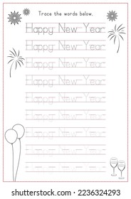Rastrear las palabras Feliz Año Nuevo