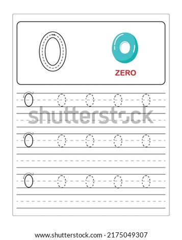 Trace and write. Handwriting practice. Tracing number. Educational children's games, printable worksheets, vector illustration.  Number 0-9