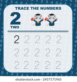 Trace and write number for children. Exercise for children to recognize the number. Educational worksheet for preschool. Vector file.