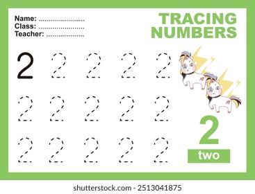 Trace and write number for children. Exercise for children to recognize the number. Educational worksheet for preschool. Vector file.
