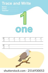 Trace and write number for children. Exercise for children to recognize the number. Educational worksheet for preschool