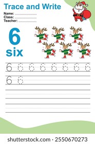 Número de rastreamento e gravação para filhos. Exercício para crianças reconhecerem o número. Planilha educacional para a pré-escola. Arquivo vetorial.