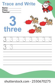 Trace and write number for children. Exercise for children to recognize the number. Educational worksheet for preschool. Vector file.