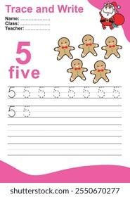 Trace and write number for children. Exercise for children to recognize the number. Educational worksheet for preschool. Vector file.