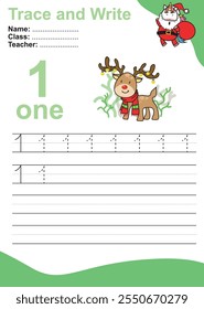 Trace and write number for children. Exercise for children to recognize the number. Educational worksheet for preschool. Vector file.