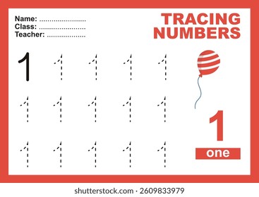 Trace and write number for children. Exercise for children to recognize the number. Educational worksheet for preschool. Vector file.