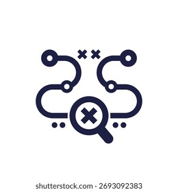 Icono de fallo de trazabilidad con lupa