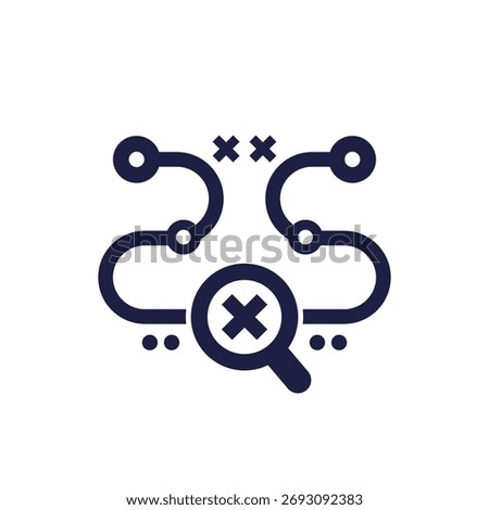 Traceability failure icon with a magnifying glass