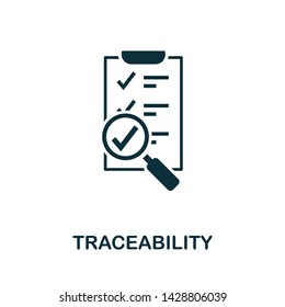 Rückverfolgbarkeit, Vektorsymbol-Abbildung. Kreatives Zeichen aus der Sammlung von Symbolen für die Qualitätskontrolle. Filled flaches Traceability Icon für Computer und Handy. Symbol, Logo, Vektorgrafik.