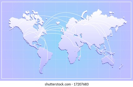 Traced map of the world