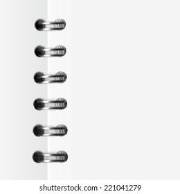 Traced spring for notebook or calendar. Vector paper illustration. There is place for your text.