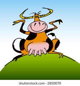 traced vector illustration of a funny cow