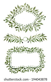  traced watercolor tags with leaves frame 