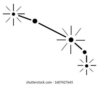 Traced zodiac constellation Aries. Black astrological diagram of geometric shapes on a white background. Vector.