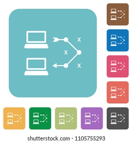 Traceroute remote computer white flat icons on color rounded square backgrounds
