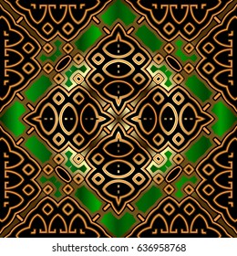 Tracery abstract seamless decorative baroque floral pattern in gold royal luxury damask vector design