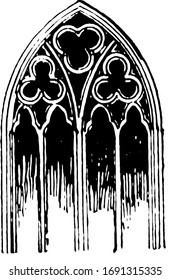 Tracery, actual window openings,  vintage engraving.