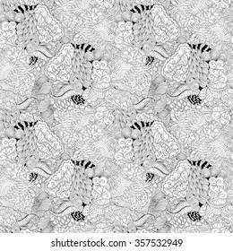 Tracery binary monochrome pattern. Mehendi carpet design. Neat even harmonious calming doodle texture. Seamless vector.