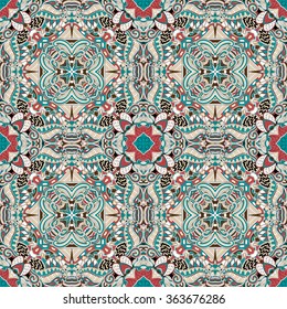 Tracery binary monochrome pattern. Mehendi carpet design. Neat even harmonious calming doodle texture. Also seamless. Indifferent discreet. Ambitious bracing usable, curved doodling mehndi. Vector.