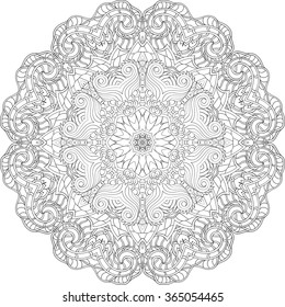 Tracery binary monochrome pattern. Mehendi carpet design. Neat even harmonious calming doodle texture. Also seamless. Indifferent discreet. Ambitious bracing usable, curved doodling mehndi. Vector.