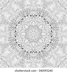 Tracery binary pattern. Mehendi carpet design. Neat even harmonious calming doodle texture. Also seamless. Indifferent discreet. Ambitious bracing usable, curved doodling mehendi. Vector.