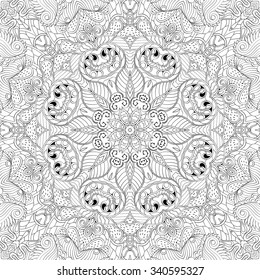 Tracery binary pattern. Mehendi carpet design. Neat even harmonious calming doodle texture. Also seamless. Indifferent discreet. Ambitious bracing usable, curved doodling mehendi. Vector.