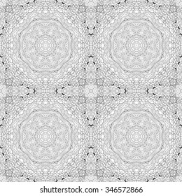 Tracery binary pattern. Mehendi carpet design. Neat even harmonious calming doodle texture. Also seamless. Indifferent discreet. Ambitious bracing usable, curved doodling mehndi. Vector.