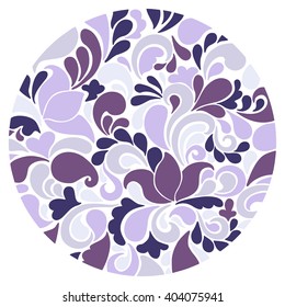 Tracery circle. Abstract ornament. Vector background.  Violet  tracery circle.  Ornamental round.