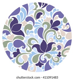 Tracery circle. Abstract ornament. Vector background.  Color  tracery circle.  Ornamental round.
