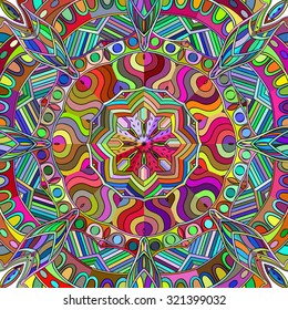 Tracery colorful pattern. Mehendi carpet design. Neat even harmonious calming doodle texture. Algae sea varied motif. Indifferent discreet. Ambitious bracing usable, curved doodling mehndi. Vector.