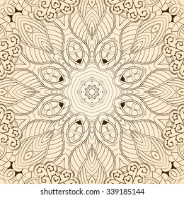 Tracery colorful pattern. Mehendi carpet design. Neat even harmonious calming doodle texture. Also seamless. Indifferent discreet. Trace ambitious bracing usable, curved doodling mehndi. Vector.