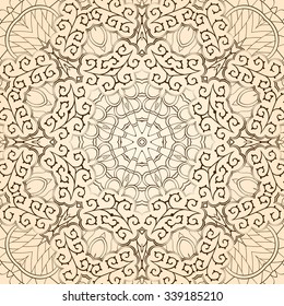 Tracery colorful pattern. Mehendi carpet design. Neat even harmonious calming doodle texture. Also seamless. Indifferent discreet. Trace ambitious bracing usable, curved doodling mehndi. Vector.