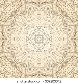 Tracery colorful pattern. Mehendi carpet design. Neat even harmonious calming doodle texture. Also seamless. Indifferent discreet. Trace ambitious bracing usable, curved doodling mehndi. Vector.