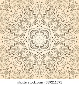Tracery colorful pattern. Mehendi carpet design. Neat even harmonious calming doodle texture. Also seamless. Indifferent discreet. Trace ambitious bracing usable, curved doodling mehndi. Vector.