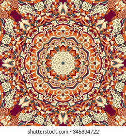 Tracery colorful pattern. Mehendi carpet design. Neat even harmonious calming doodle texture. Also seamless. Indifferent discreet. Ambitious bracing usable, curved doodling mehndi. Vector.