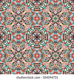 Tracery colorful pattern. Mehendi carpet design. Neat even harmonious calming doodle texture. Also seamless. Indifferent discreet. Ambitious bracing usable, curved doodling mehndi. Vector.