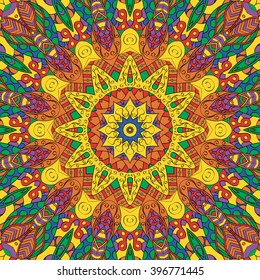 Tracery colorful pattern. Mehendi carpet design. Neat even harmonious calming doodle texture. Also seamless. Indifferent discreet. Ambitious bracing usable, curved doodling mehndi. Vector.
