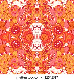 Tracery colorful pattern. Mehendi carpet design. 